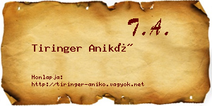 Tiringer Anikó névjegykártya